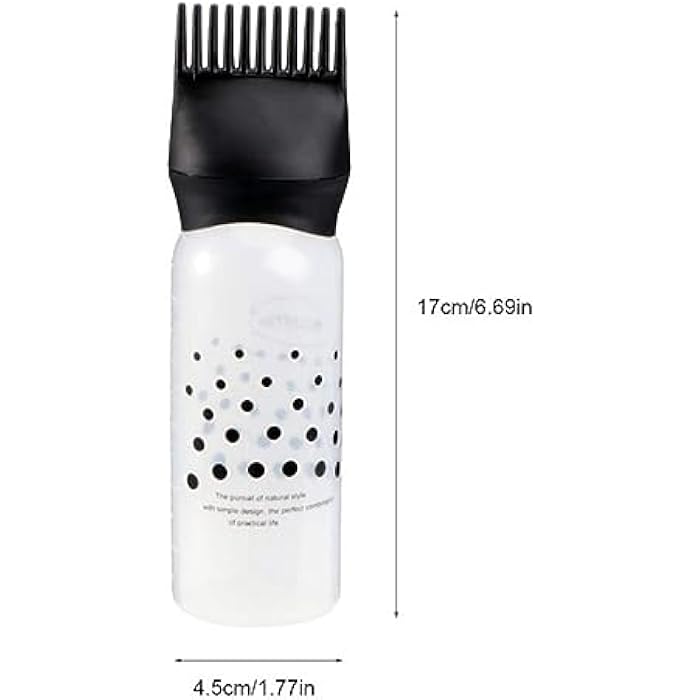 MOHAT - Root Comb Applicator Bottle - 6 Ounce Applicator Bottle for Hair Dye and Hair Oil Applicator with Graduated Scale - for Salon and Home usage (one piece coloured black) - Image 2